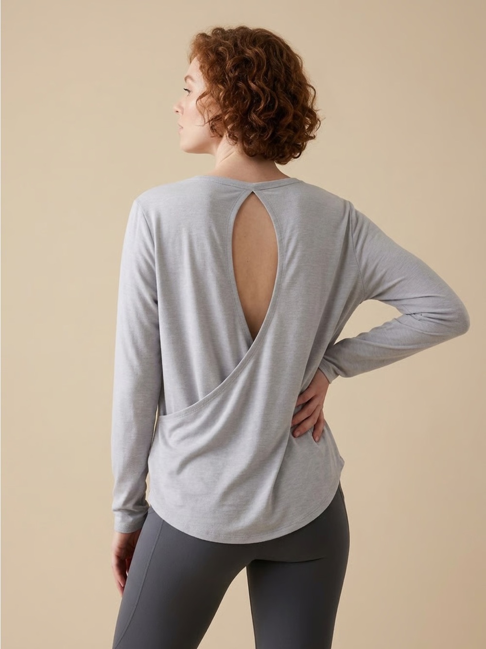 OLD NAVY | Lt. Gray Split Open Back Long Sleeve Tee Sz XL